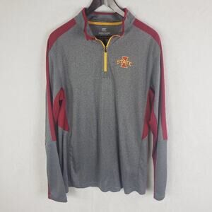 Colosseum Iowa State Pullover Men L 1/4 zip Performance Grey Knit Color Block